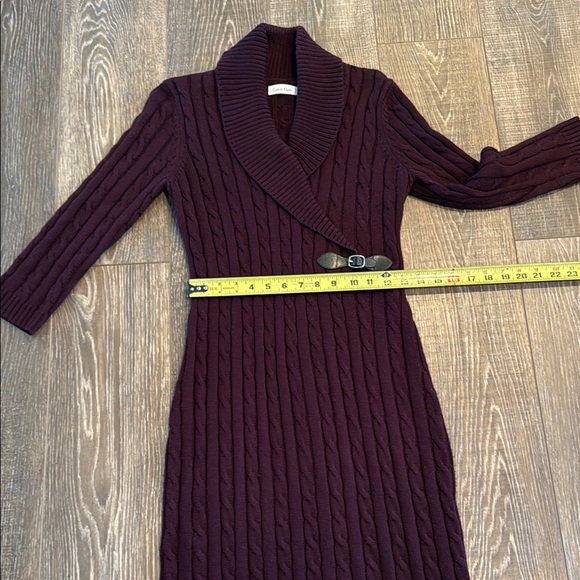 Plum Cable Knit Sweater Dress - Picture 3 of 8